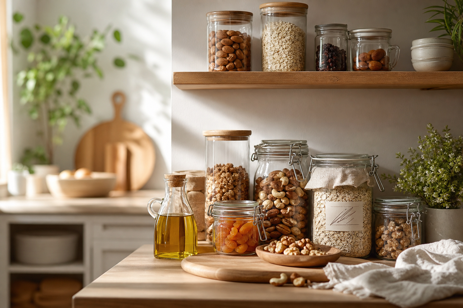 Organized pantry with simple whole-food ingredients